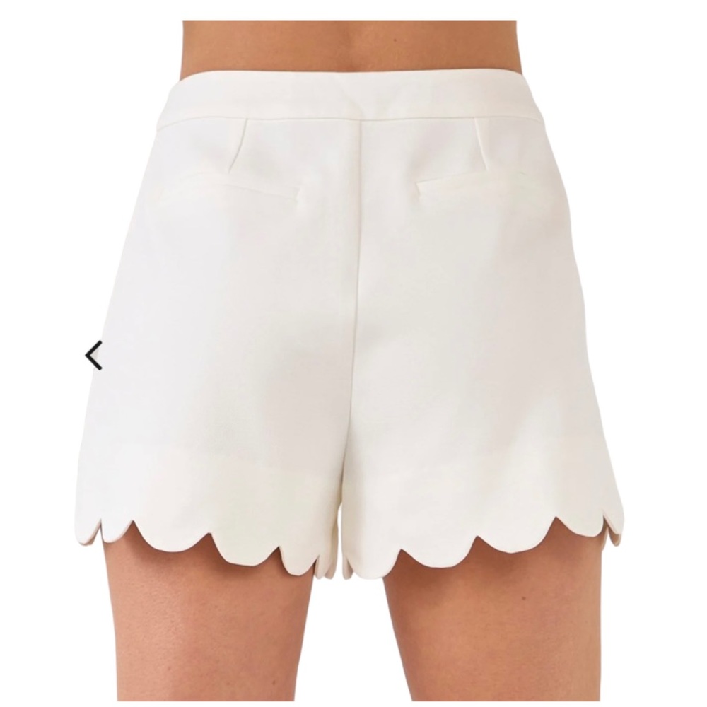 Blue Rain Scalloped hem white shorts